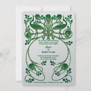 Art Nouveau Cranes in Rose Bush Wedding Einladung