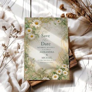 Art Nouveau-Dahlien Elfenbein Grüne Hochzeit Save The Date