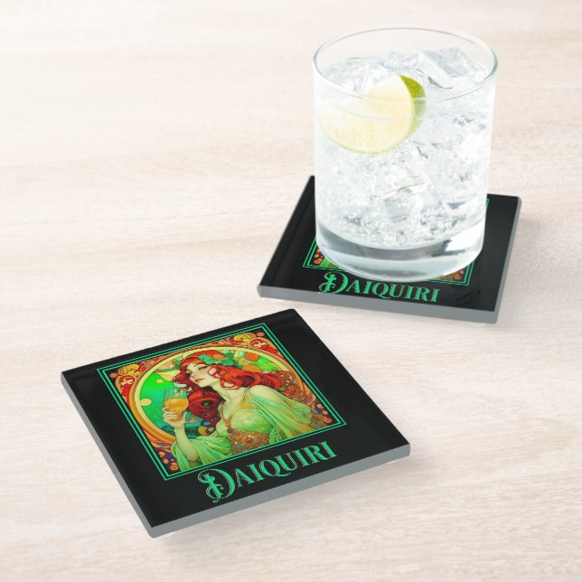 Art Nouveau Daiquiri Glasuntersetzer (Schrägansicht)