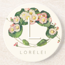 Art Nouveau Daisies Wreath Monogram zum Personalis