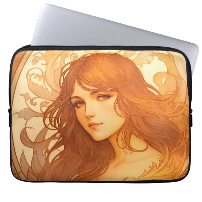 Art Nouveau Dame Laptopschutzhülle (Vorderseite)