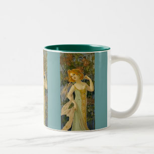 Art Nouveau Dame Zweifarbige Tasse