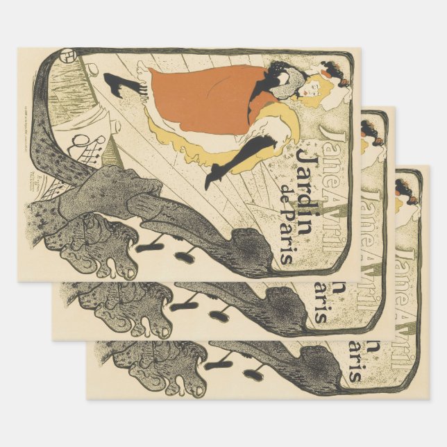 Art Nouveau Dancer Jane Avril von Toulouse Lautrec Geschenkpapier Set (Set)