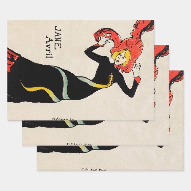 Art Nouveau Dancer Jane Avril von Toulouse Lautrec Geschenkpapier Set (Set)