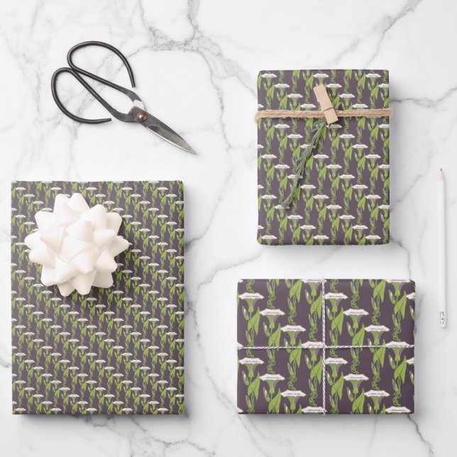Art Nouveau dark Ipomoea Tapete Geschenkpapier Set (Vorderseite)