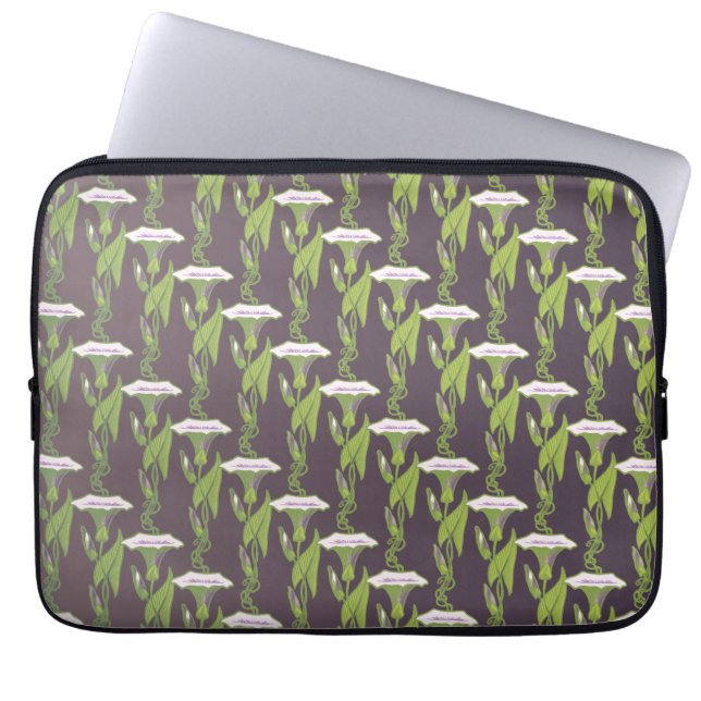 Art Nouveau dark Ipomoea Tapete Laptopschutzhülle (Vorderseite)