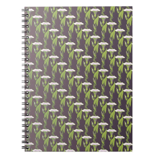 Art Nouveau dark Ipomoea Tapete Notizblock (Vorderseite)