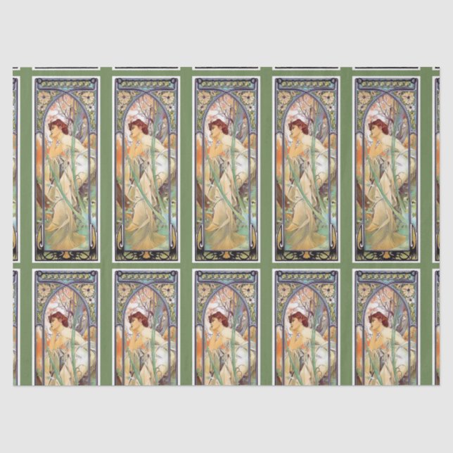 Art Nouveau de Mucha enveloppant le papier de soie (Recto)