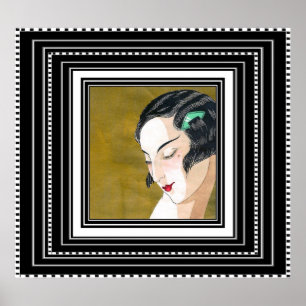Art Nouveau Deco elegante Dame Vintage-Plakat Poster