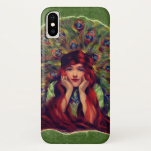 Art nouveau Deco elegante Frau Pfauenfedern Case-Mate iPhone Hülle