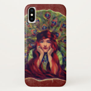 Art nouveau deco elegante Frau Pfauenfedern Case-Mate iPhone Hülle