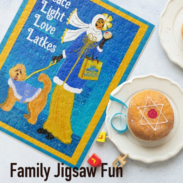 Art Nouveau Deko Hannukah Doodle Dog (A Hanukkah jigsaw puzzle for the 8 days. Several sizes available.)