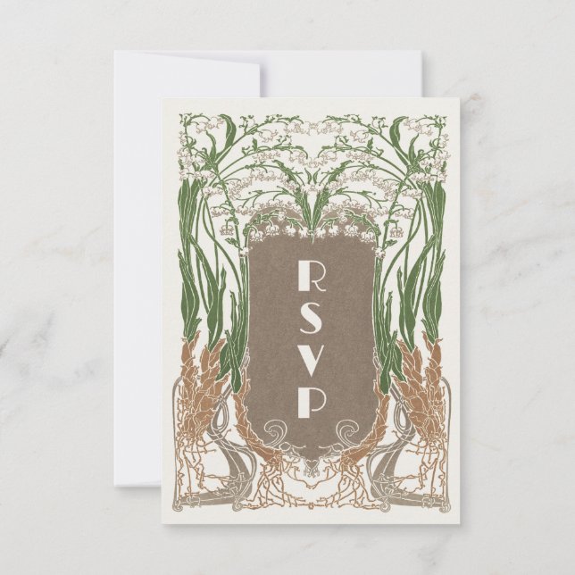 Art Nouveau Delicate Snowdrops QR RSVP Karte (Rückseite)