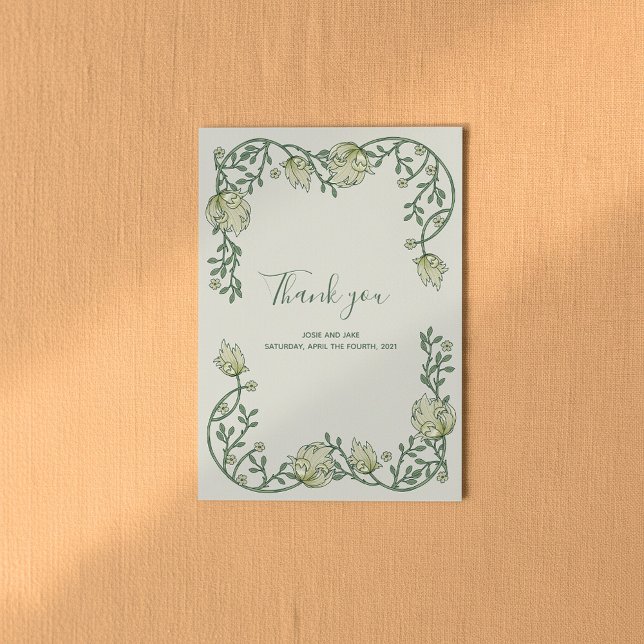 Art Nouveau doux joli cadre merci (Art Nouveau soft pretty frame thank you with photo and message.)