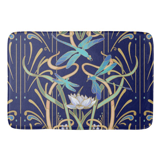 Art Nouveau Dragonflies Pattern Badematte (Vorderseite)