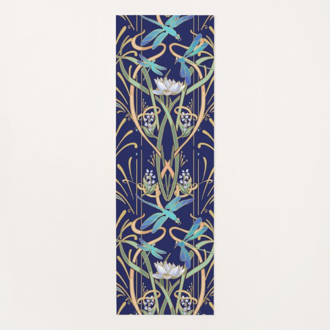 Art Nouveau Dragonflies Pattern Yogamatte (Vorderseite)