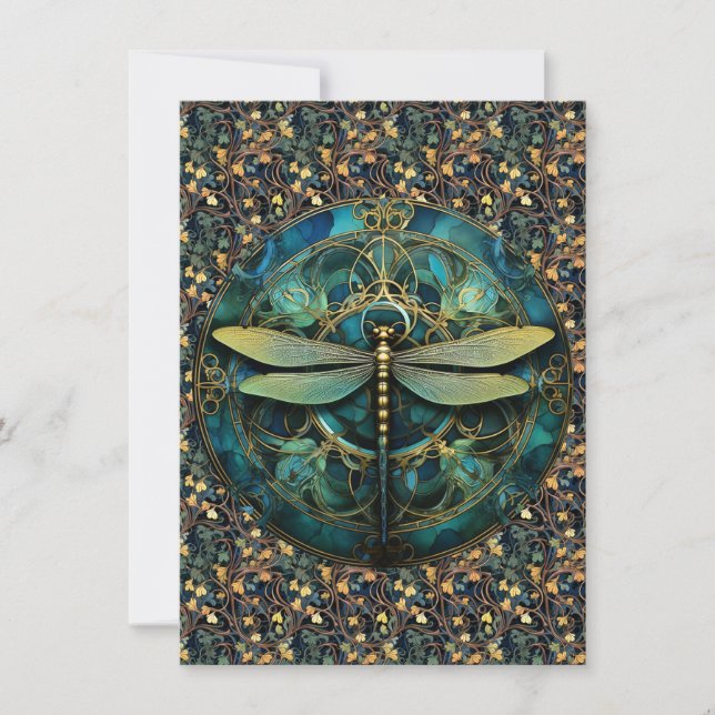 Art Nouveau Dragonfly auf Karte (Vorderseite)