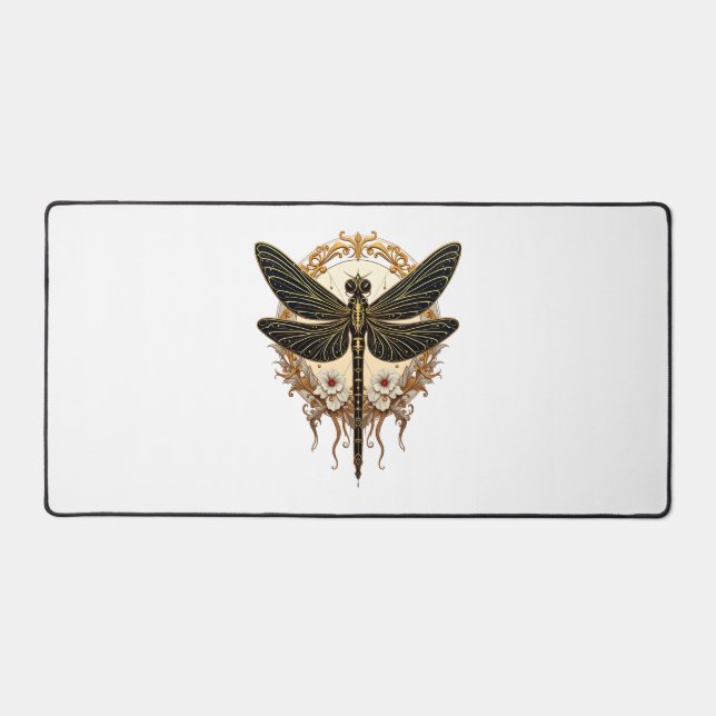 Art Nouveau Dragonfly Elegant Steampunk Schreibtischunterlage (Vorderseite)