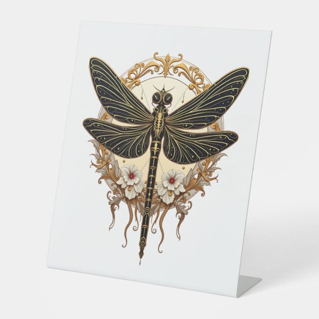 Art Nouveau Dragonfly Elegant Steampunk Sockelschild (Vorderseite)