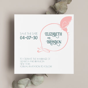 Art Nouveau Dusty Pink Vintag Butterfly Wedding Save The Date