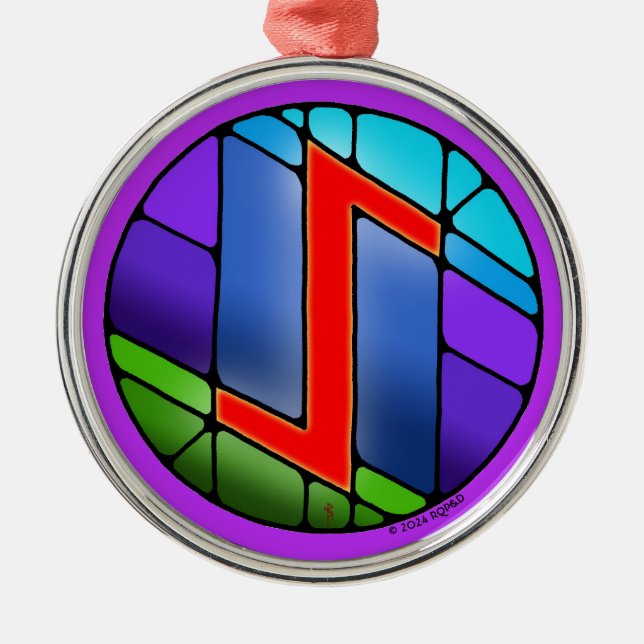 Art Nouveau Eihwaz Rune of Perstanz Ornament Aus Metall (Vorne)