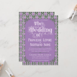 Art Nouveau Elegant Thistle Royal Lavender Einladung