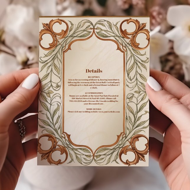 Art Nouveau Elegante Botanische Hochzeit Begleitkarte (Von Creator hochgeladen)