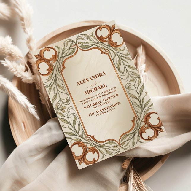Art Nouveau Elegante Botanische Hochzeit Einladung (Von Creator hochgeladen)