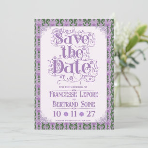 Art Nouveau Elegante Distel Flieder Save The Date