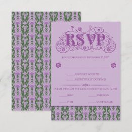 Art Nouveau Elegante Distel Lila RSVP Karte
