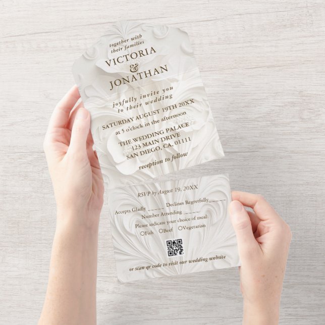Art Nouveau Elegante Hochzeit All In One Einladung (Abreißtisch)