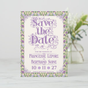 Art Nouveau Elegante Liebesvögel Hellgelb Save The Date