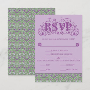 Art Nouveau Elegante Liebesvögel Lila RSVP Karte
