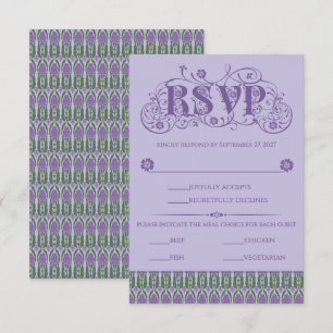 Art Nouveau Elegante Lilien-Distel-Rand Vertikal RSVP Karte