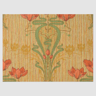 Art nouveau elegantes florales Mohn rot gold grün Seidenpapier