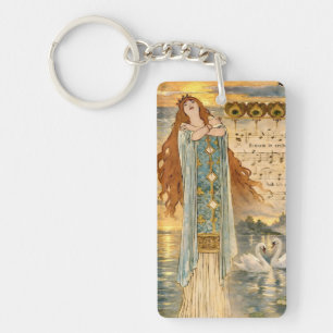 Art Nouveau Elsa Lohengrin Poster mit Schwänen Schlüsselanhänger