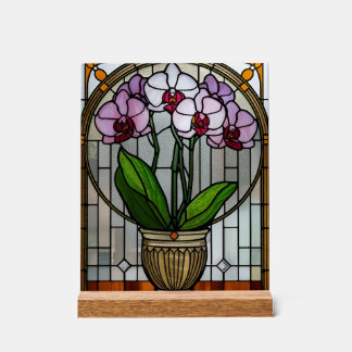 Art Nouveau en verre acrylique teinté représentant
