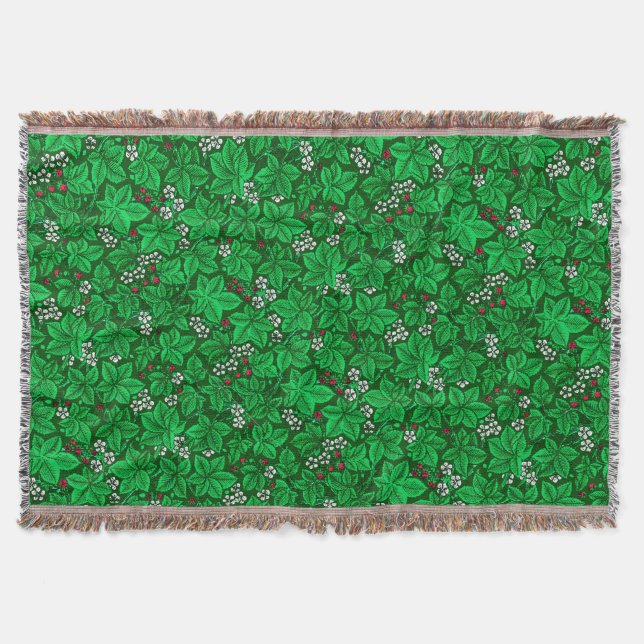 Art Nouveau Erdbeeren und Blätter, Emerald Green Decke (Vorderseite)
