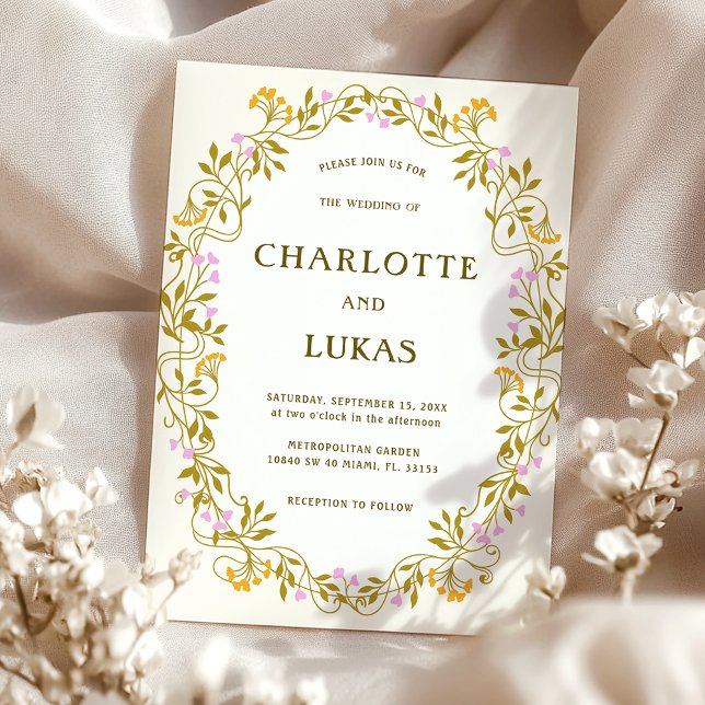 Art Nouveau Faire-part de mariage floral antique (Créateur téléchargé)