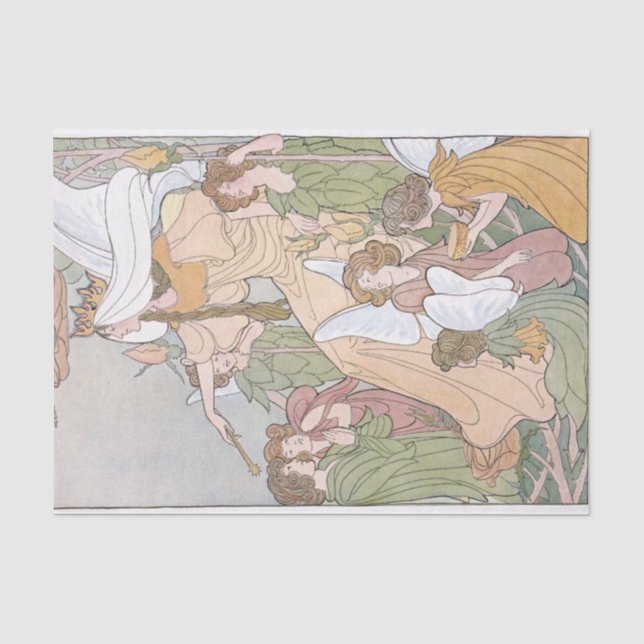 Art Nouveau Fairy Queen Mother Children Decouver Seidenpapier (Vorderseite)