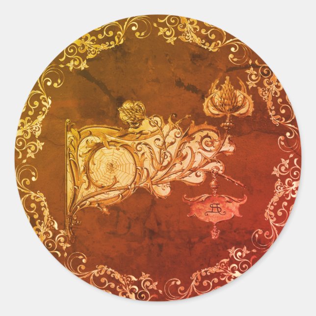 Art Nouveau fallscong spiderweb Seder Runder Aufkleber (Vorderseite)