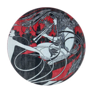 ART NOUVEAU FAUN Red Burgundy, Schwarz-weiß Schneidebrett