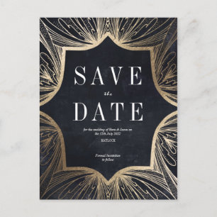 Art Nouveau faux or Mariage Enregistrer la carte d