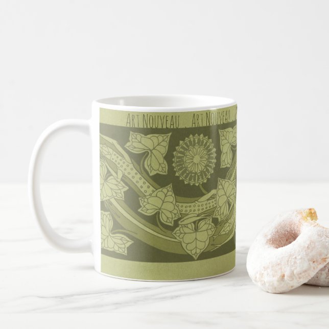 Art Nouveau Feuilles & Lizards Café Mug (Avec donut)