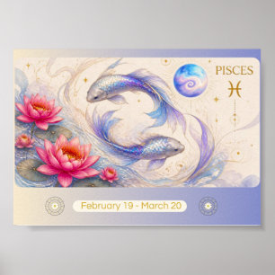 Art Nouveau Fische Sternzeichen Druck Poster