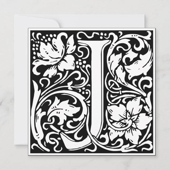 Art Nouveau Floral Alphabet Monogram Letter J Einladung (Vorderseite)