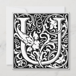 Art Nouveau Floral Alphabet Monogram Letter U Einladung