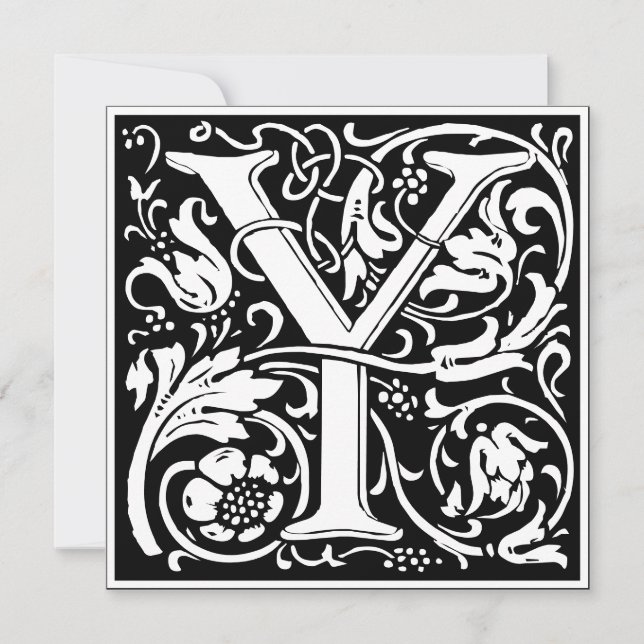 Art Nouveau Floral Alphabet Monogram Letter Y Einladung (Vorderseite)