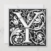 Art Nouveau Floral Alphabet Monogram Letter Y