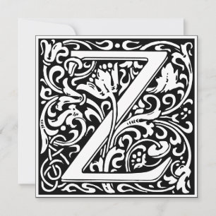 Art Nouveau Floral Alphabet Monogram Letter Z Einladung